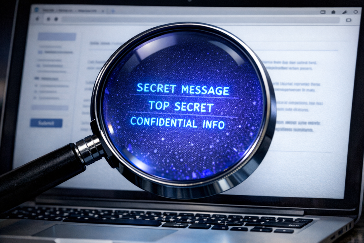 Hidden text blending into white background