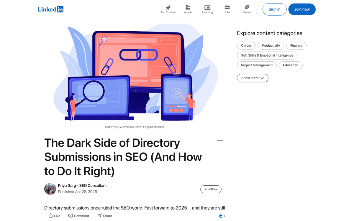 Web directory listing page screenshot