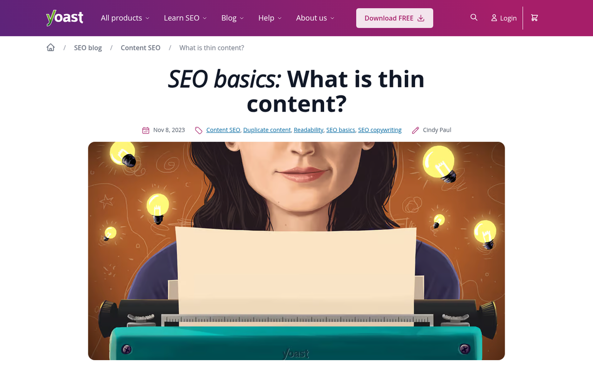 Webpage with minimal low quality text content