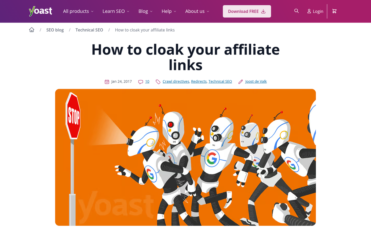 Cloaked link redirecting to hidden webpage
