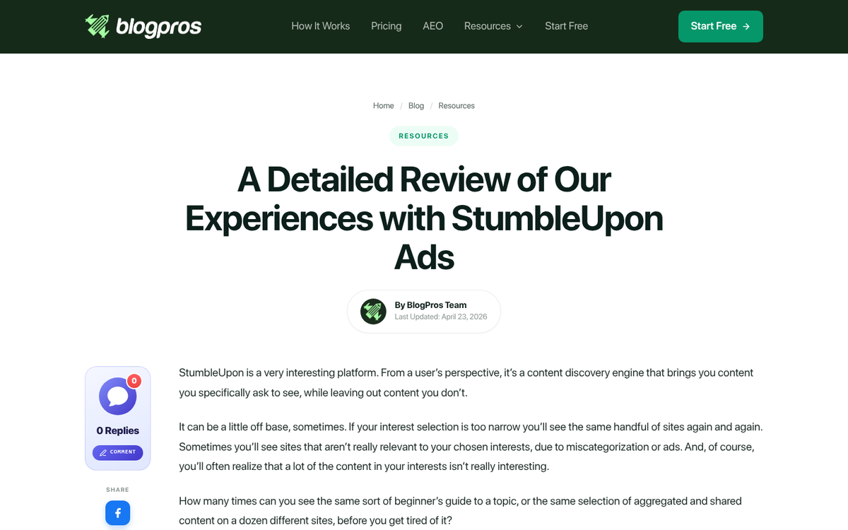 StumbleUpon website captured as final screenshot