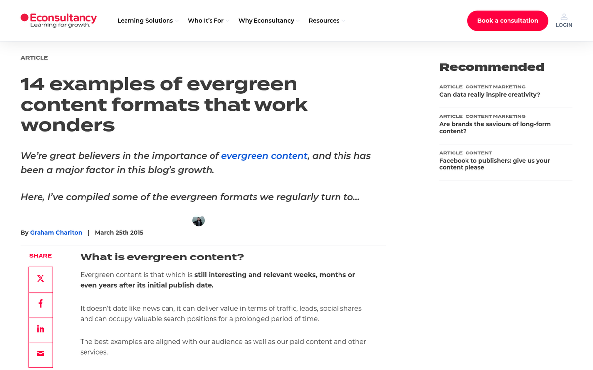 Timeless content formats displayed on screen