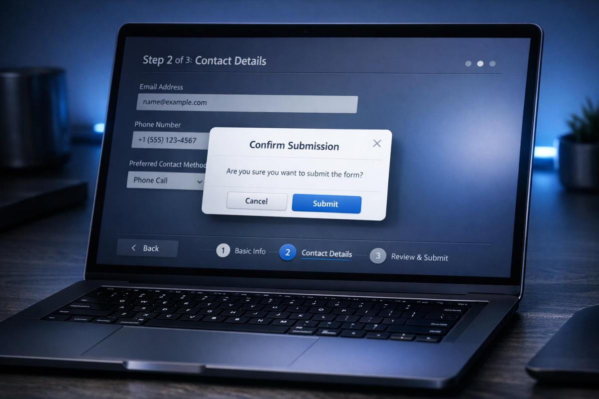 Complex multi-field contact form with advanced options
