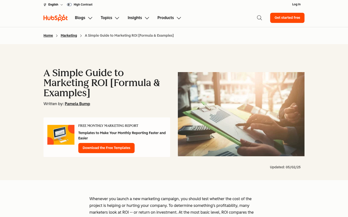 ROI formula calculation on whiteboard