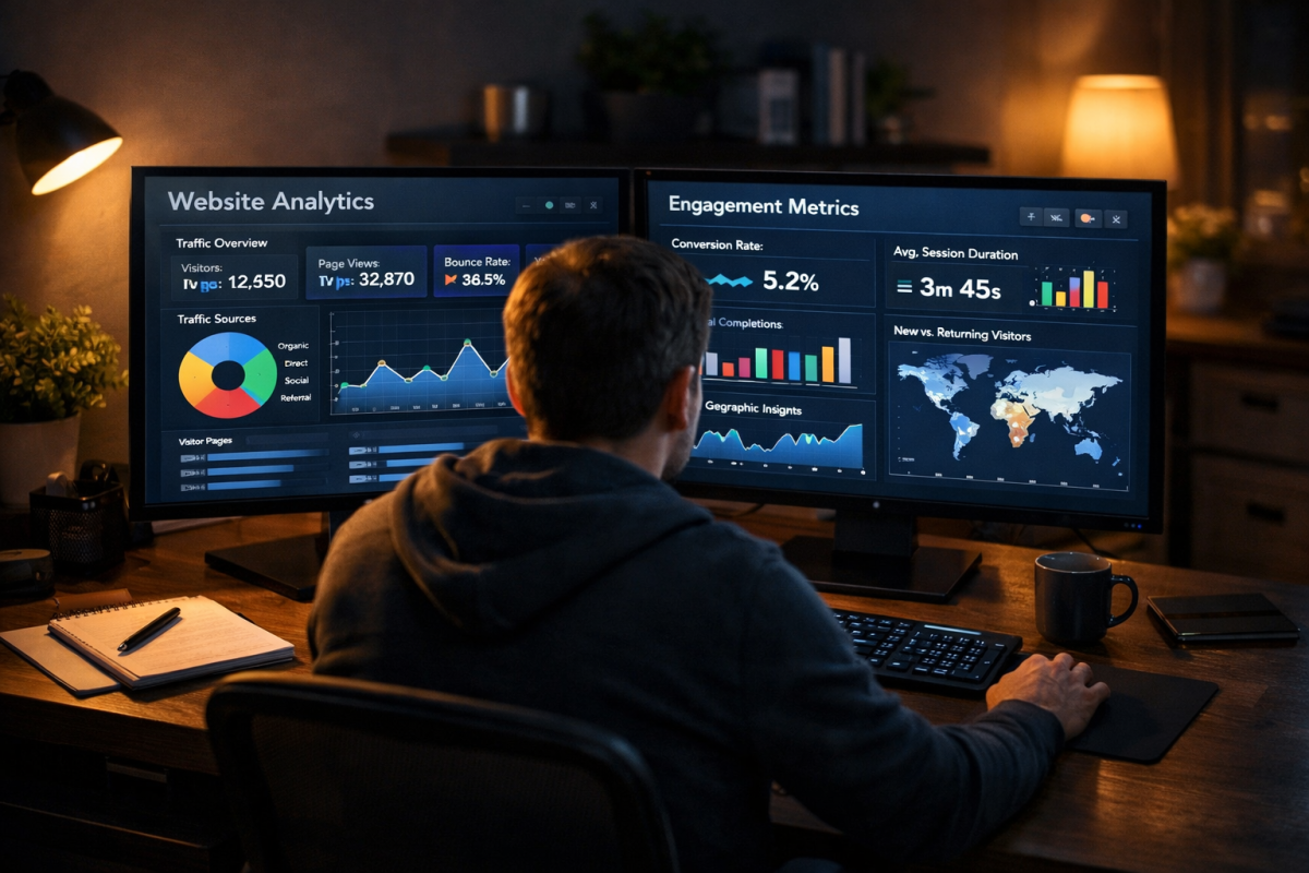 Analytics dashboard showing visitor engagement metrics