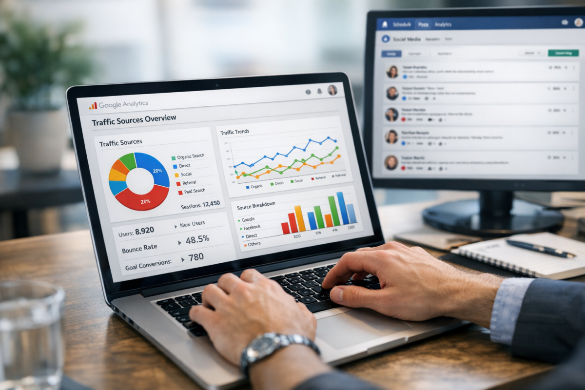 Social media referral traffic analytics dashboard