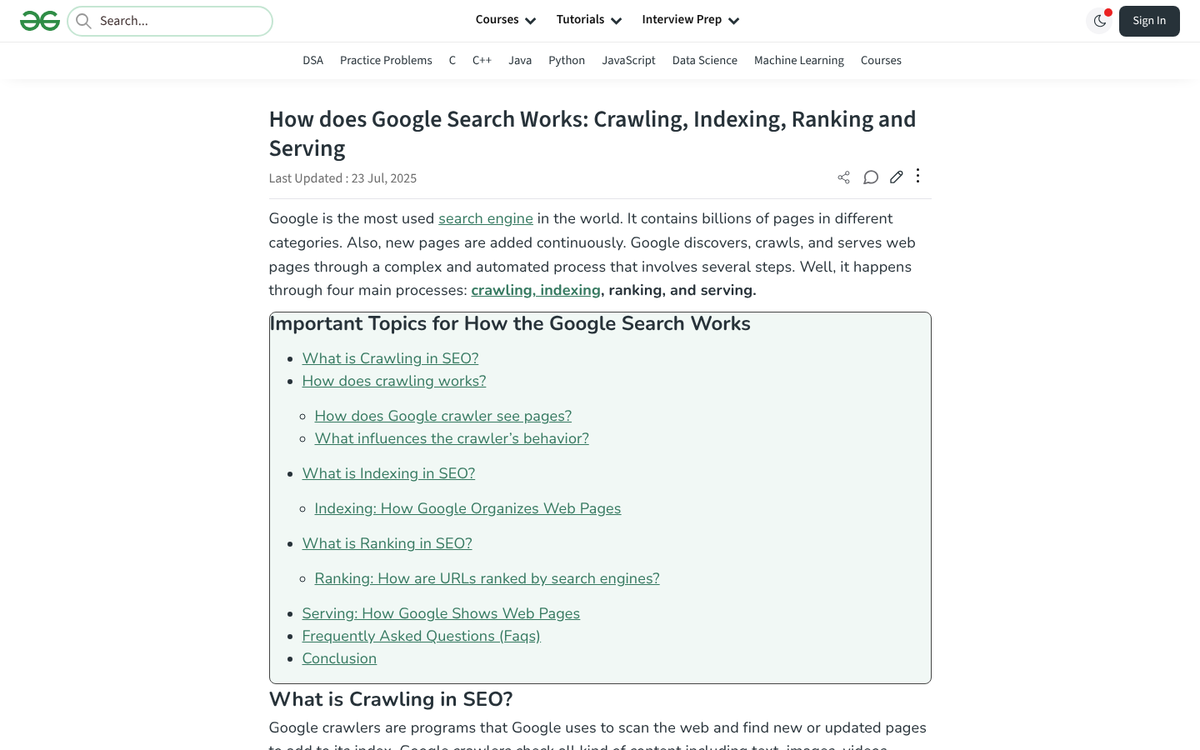 Google crawling and indexing new websites