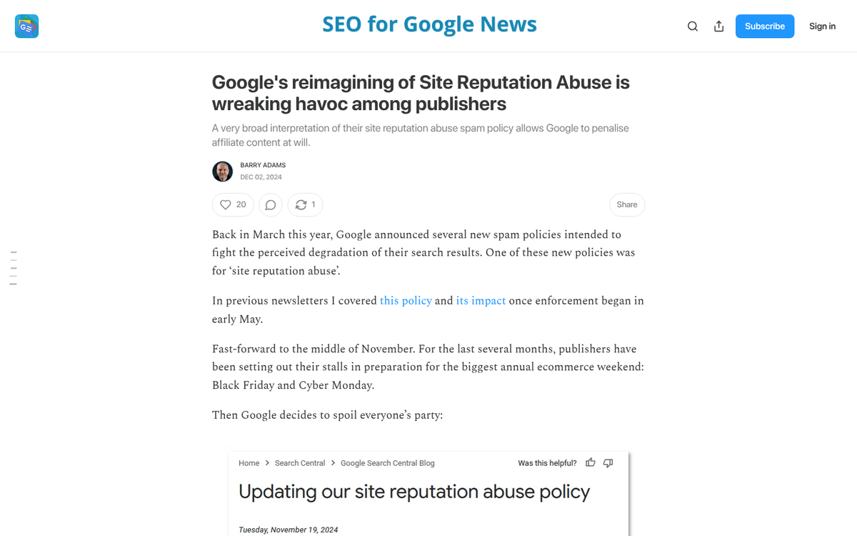 Website reputation damage from affiliate links