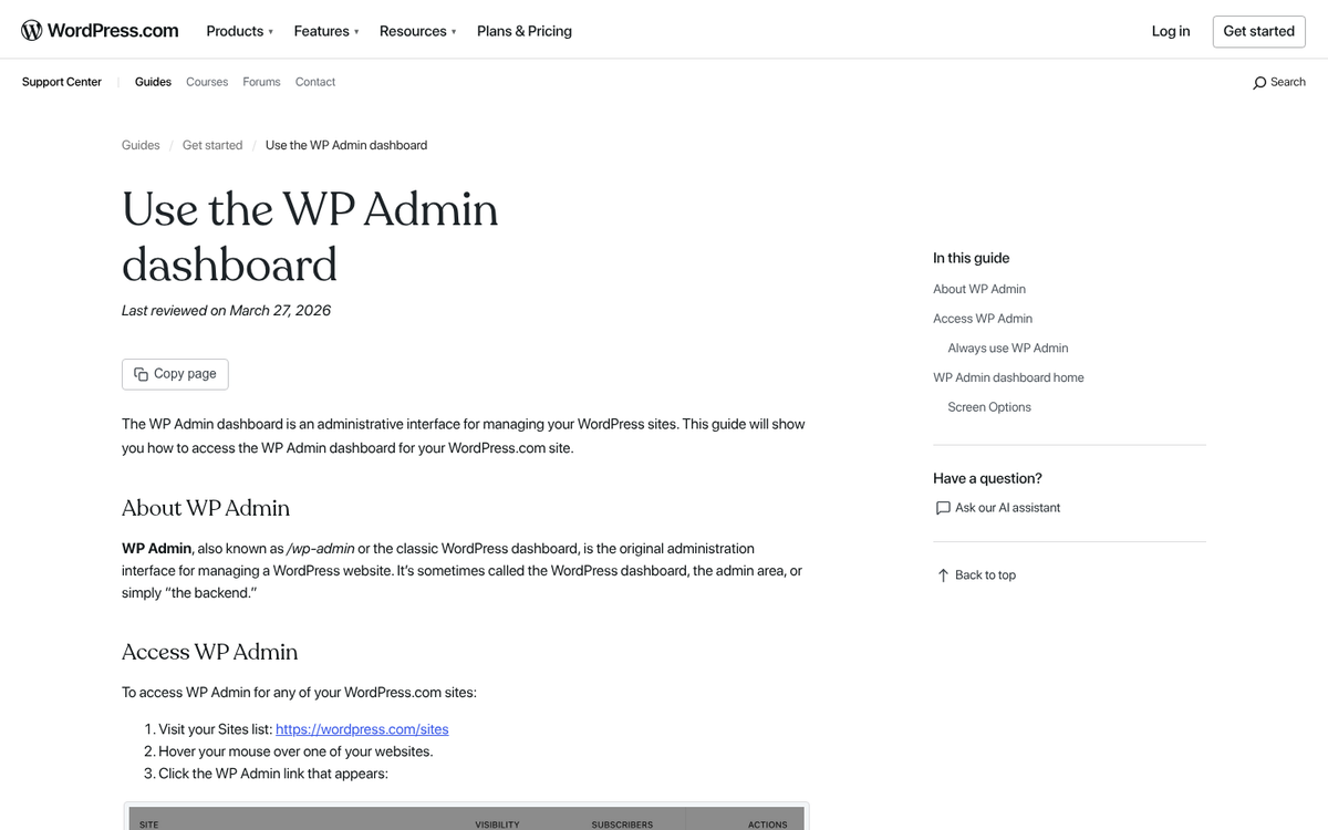 WordPress CMS dashboard interface on screen