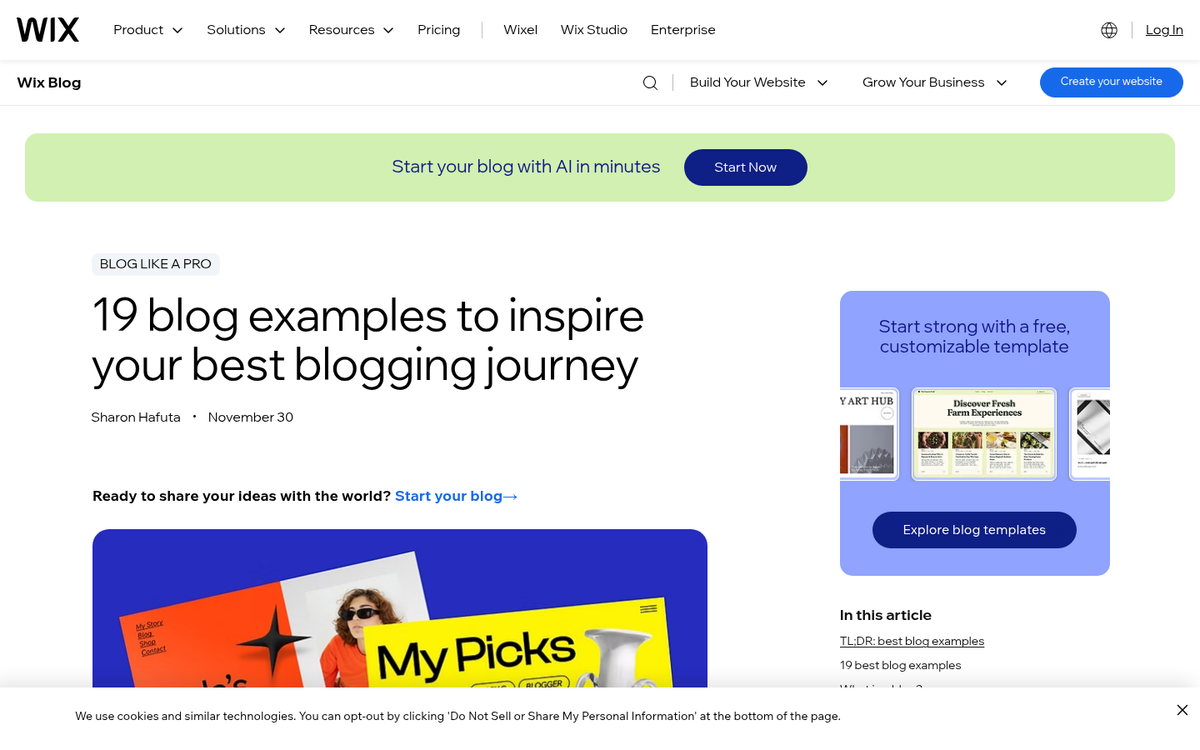 Website screenshot showing high quality content