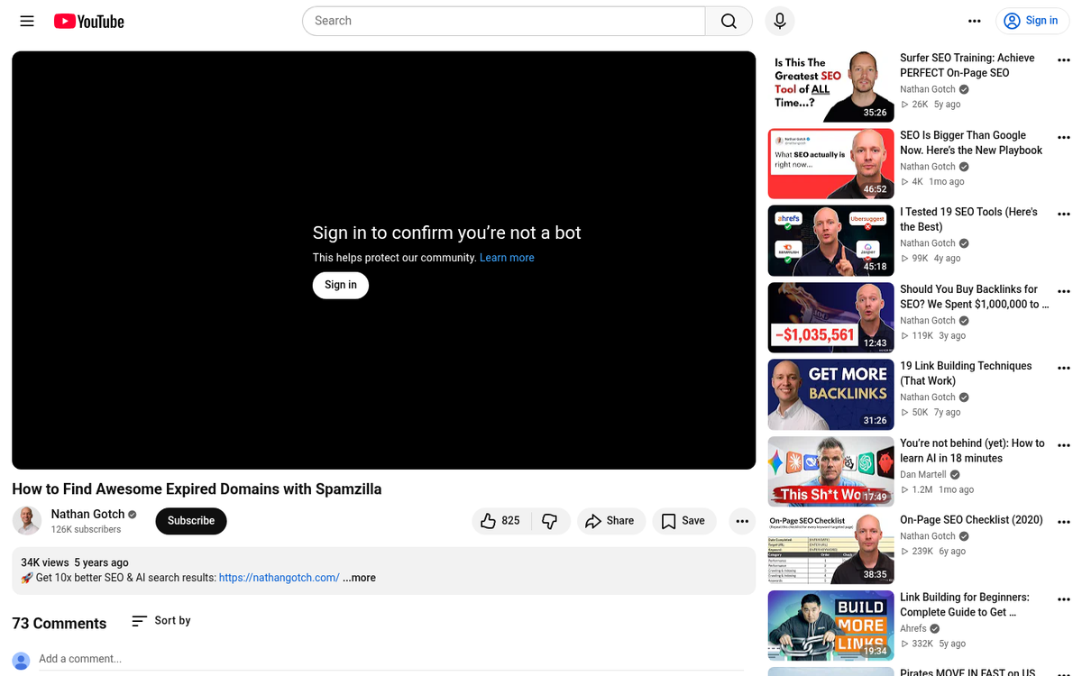 Spamzilla expired domain search interface