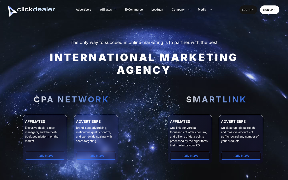 ClickDealer CPA network official website homepage