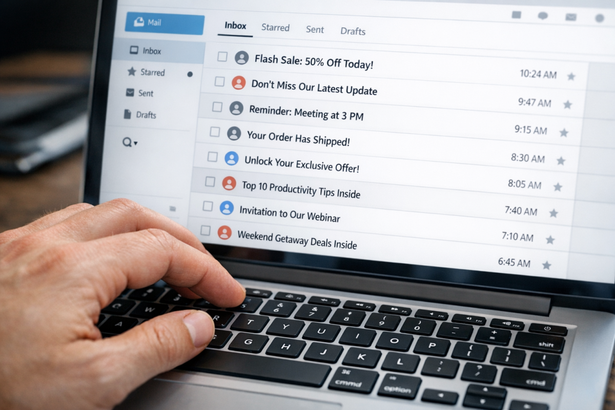 Email subject line examples on screen