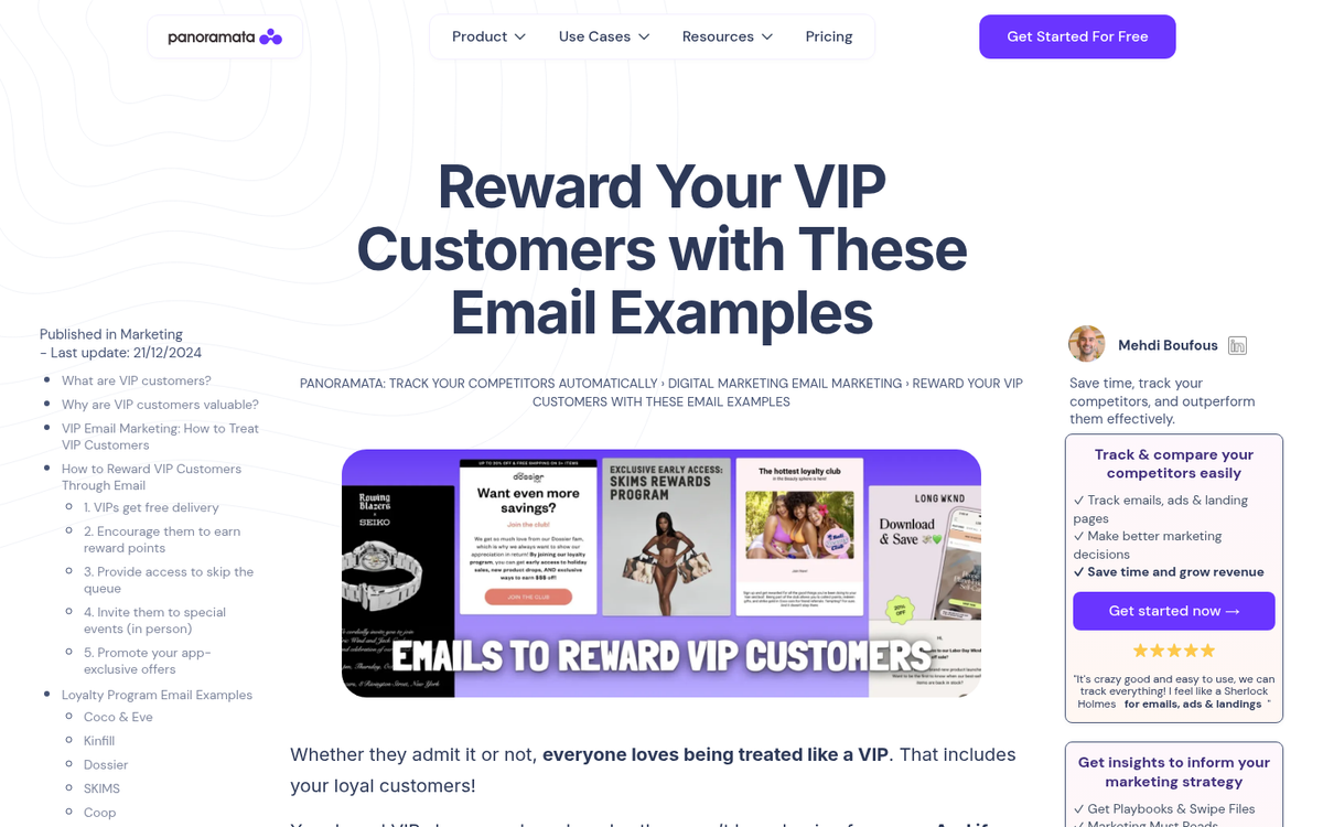 Loyalty rewards email campaign screenshot