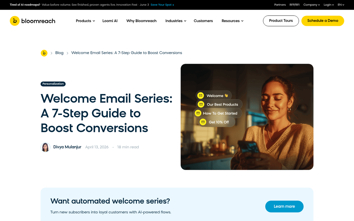 New subscriber welcome email on screen