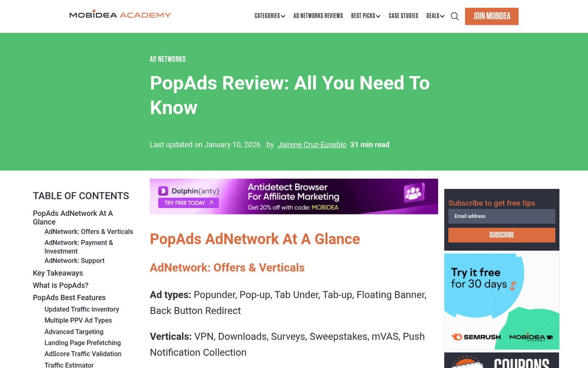 PopAds benefits dashboard showing revenue statistics