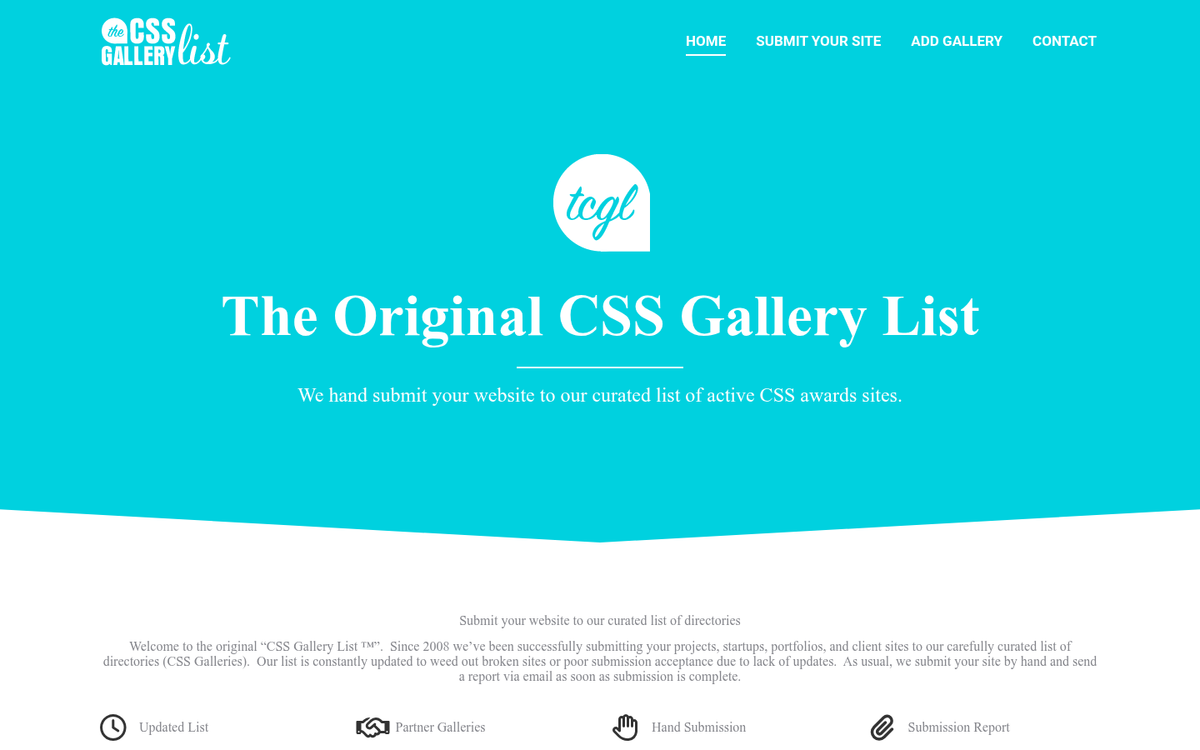 Website gallery submission form interface