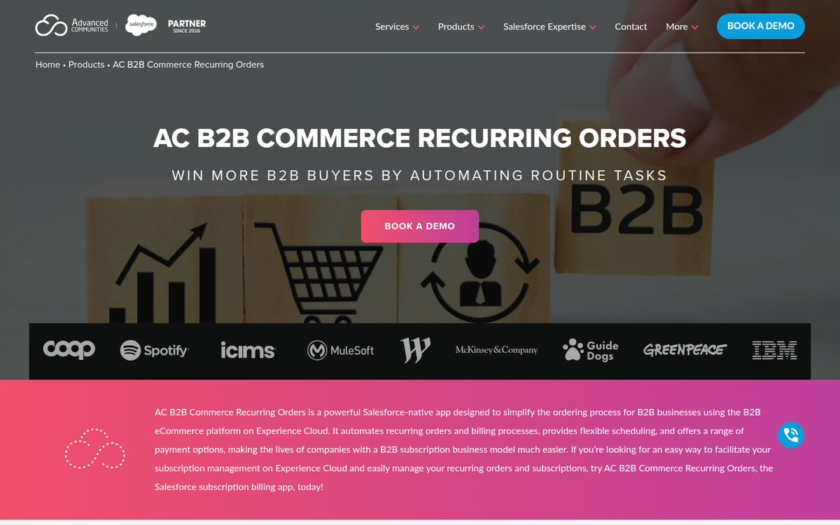 Recurring wholesale order subscription interface