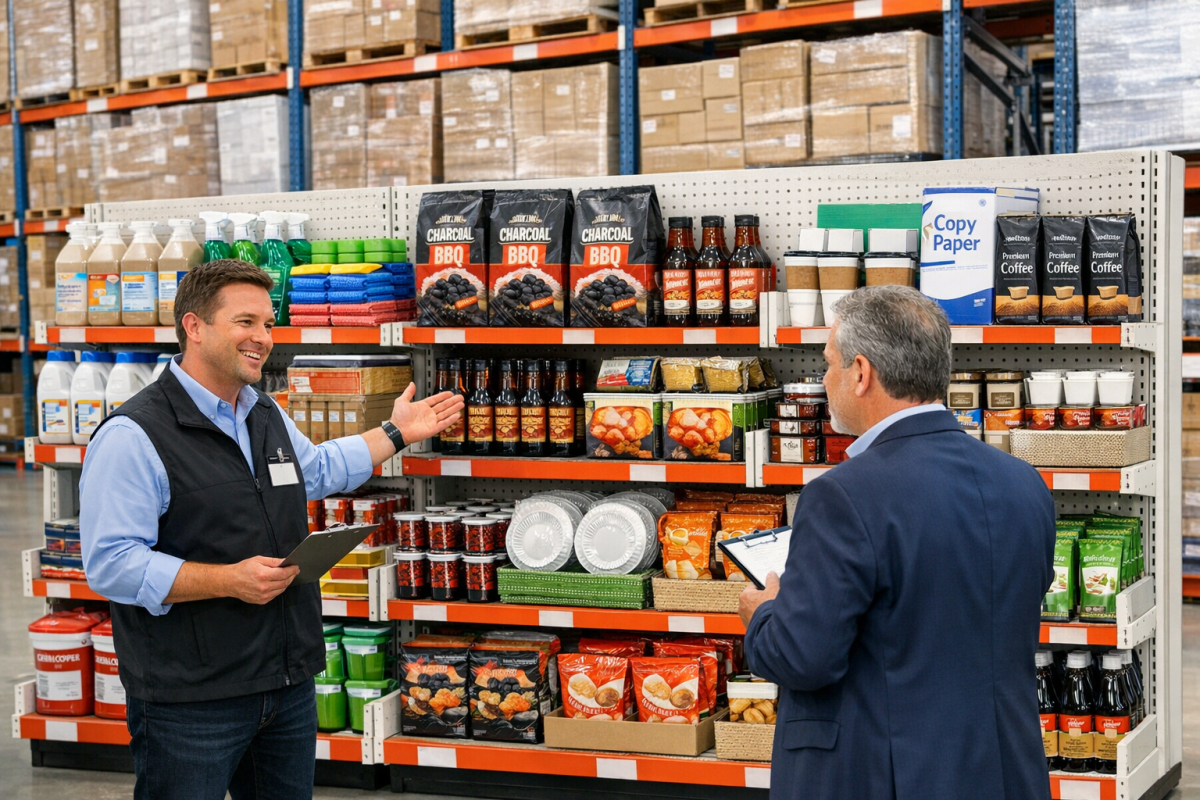 Complementary products displayed together on shelf