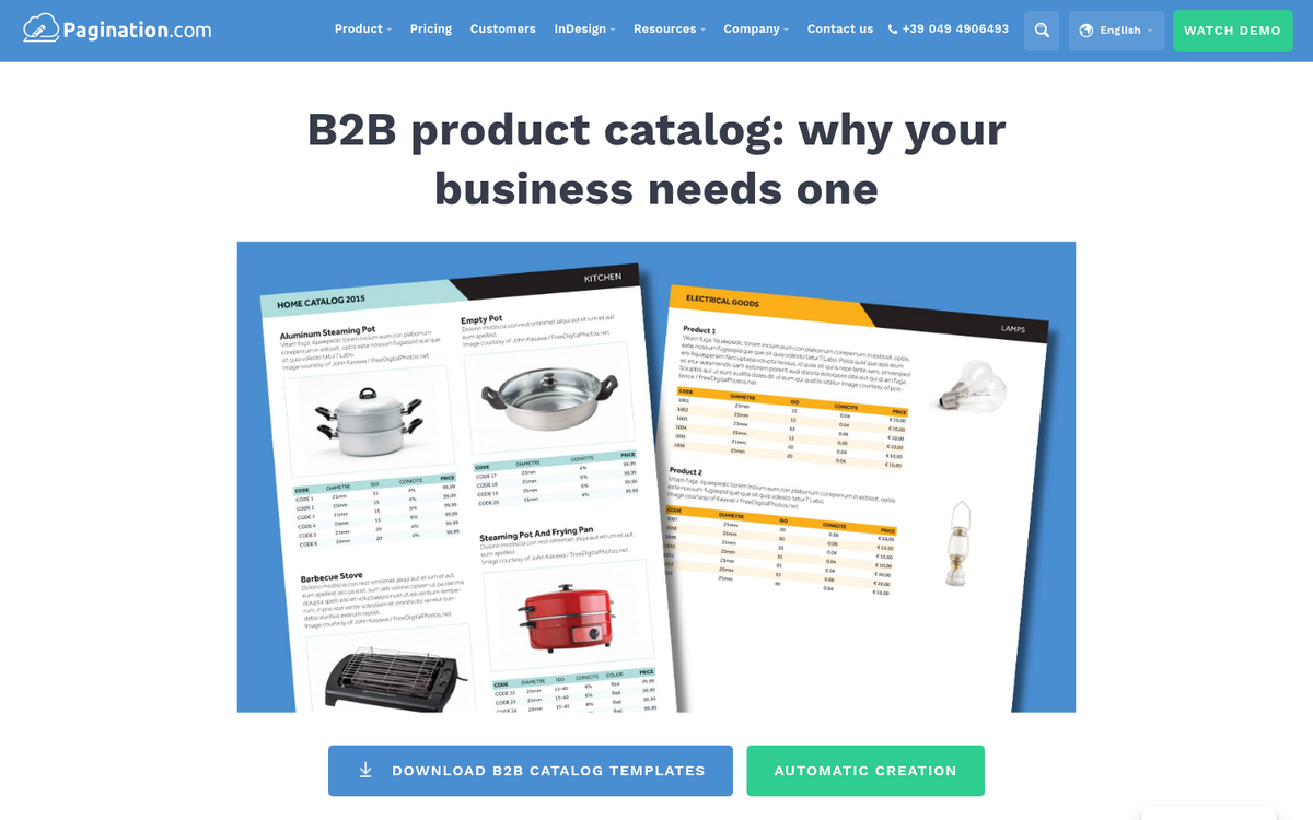 Wholesale product catalog webpage screenshot