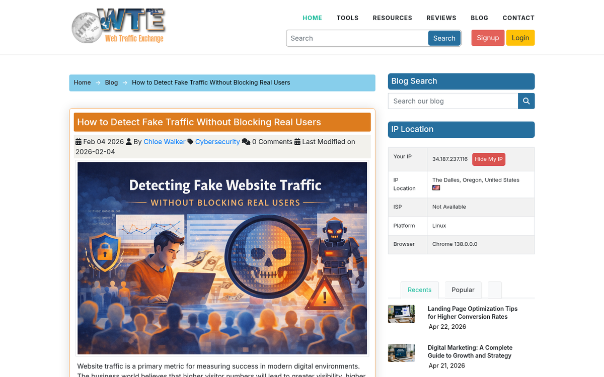 Manual traffic exchange website interface screenshot