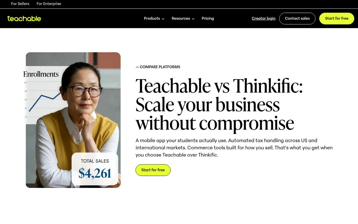 Online education platform course listing page