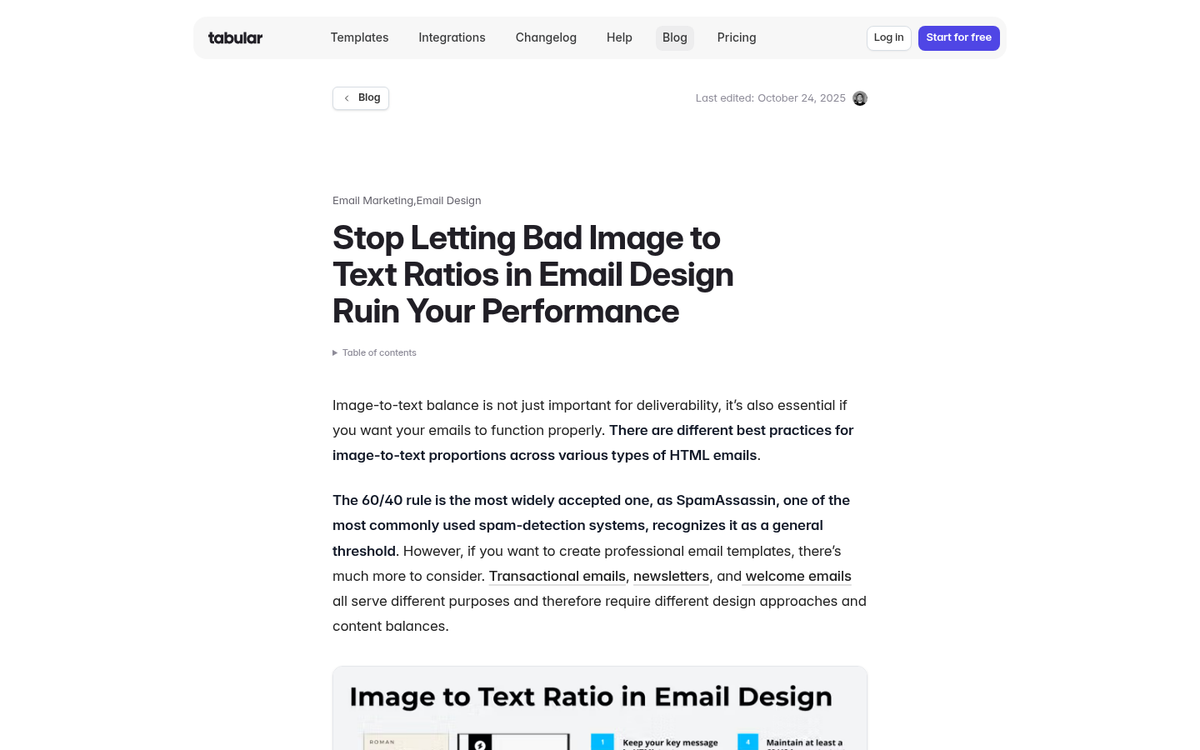 Email with large images and minimal text
