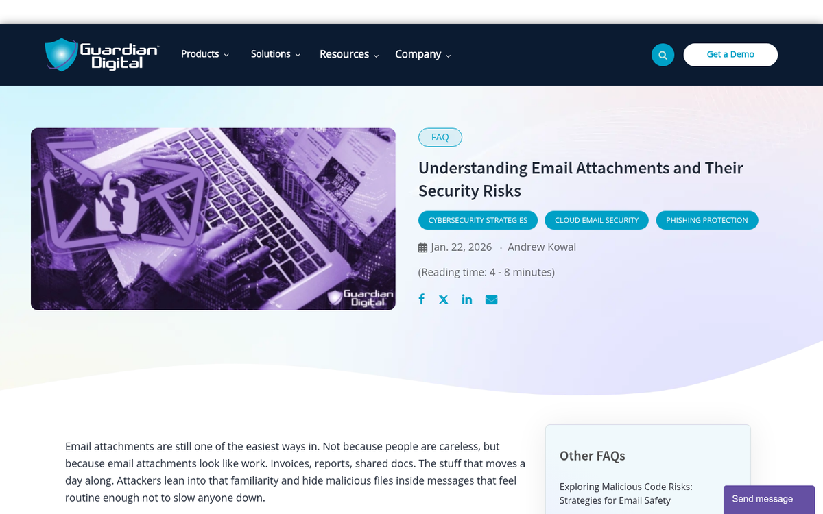 Email attachment icon with warning symbol