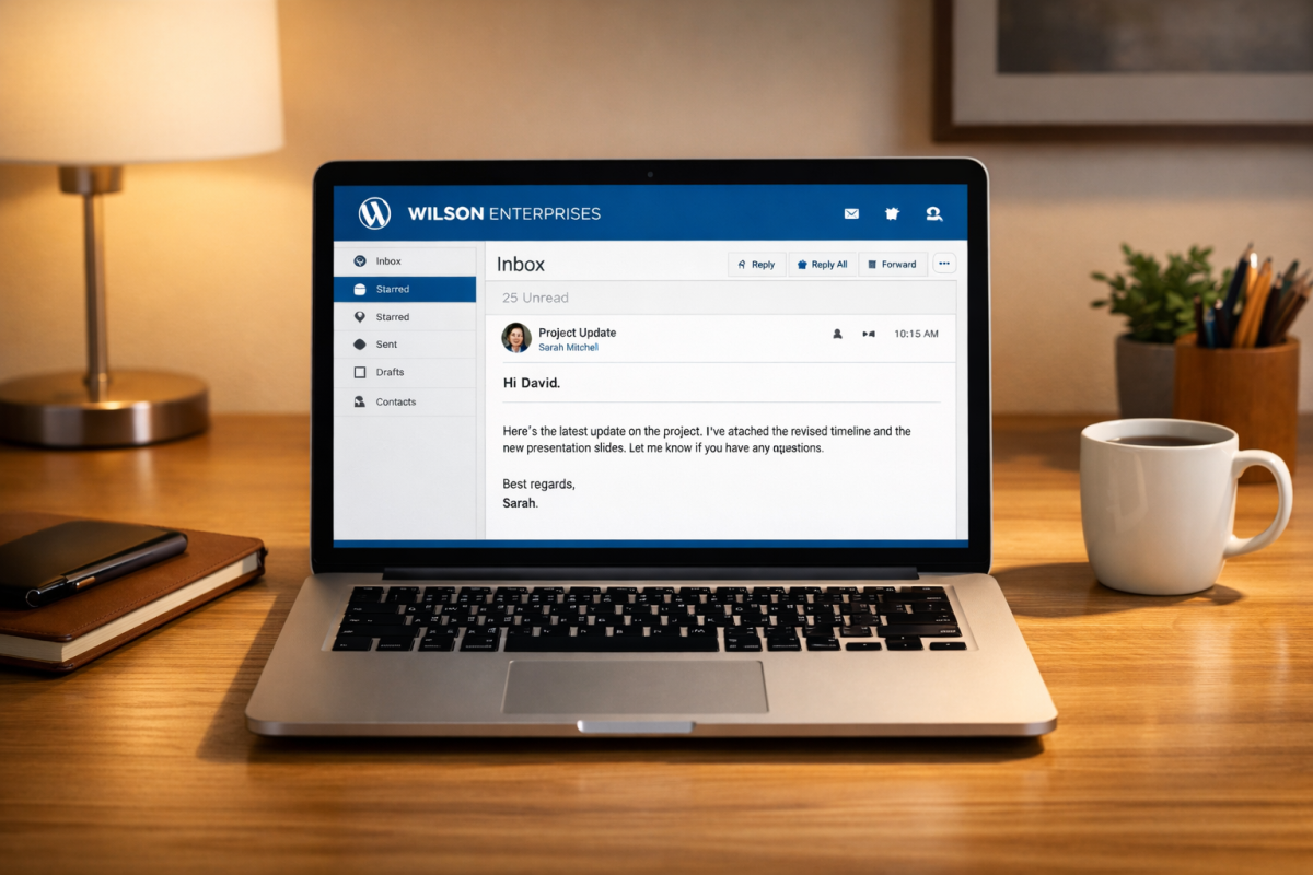 Consistent email sender name and address example