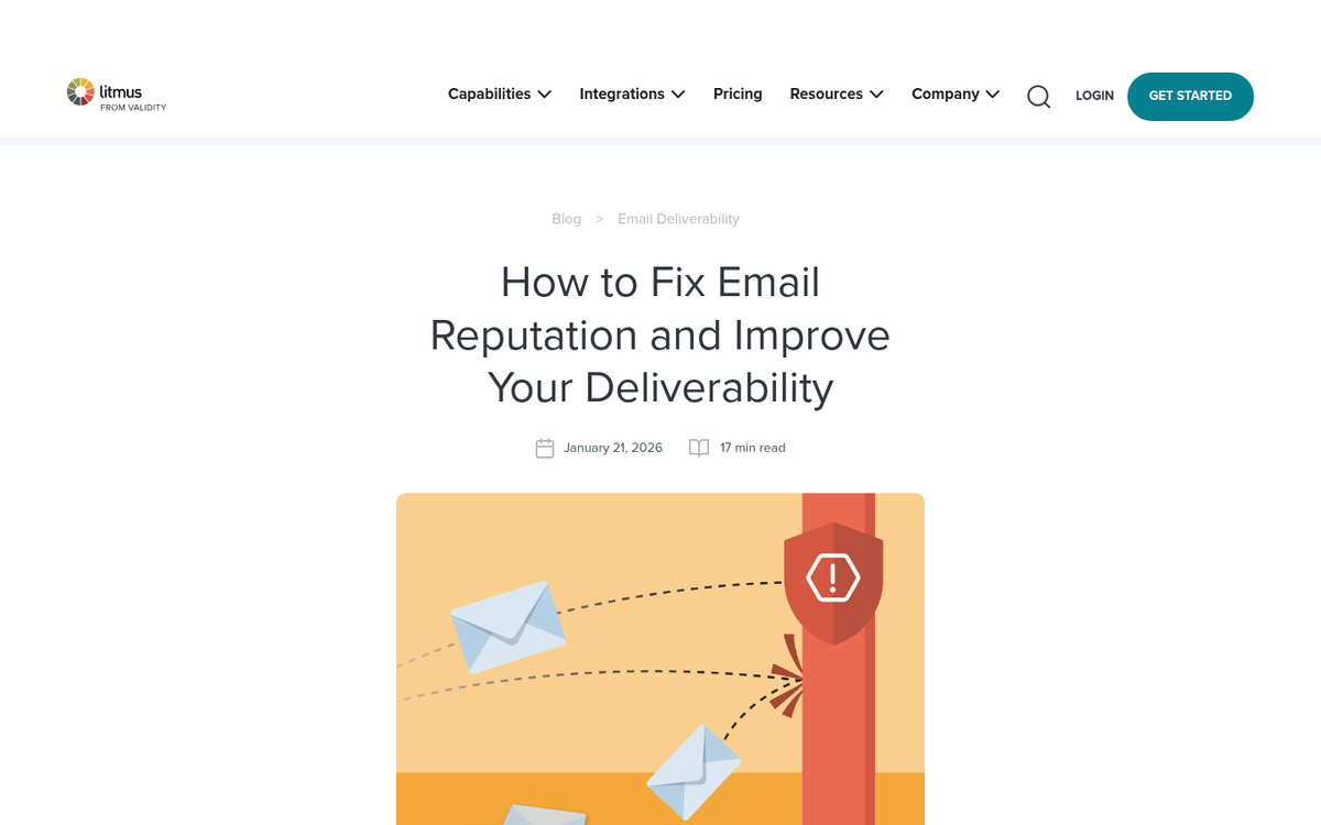 Email sender reputation score dashboard display