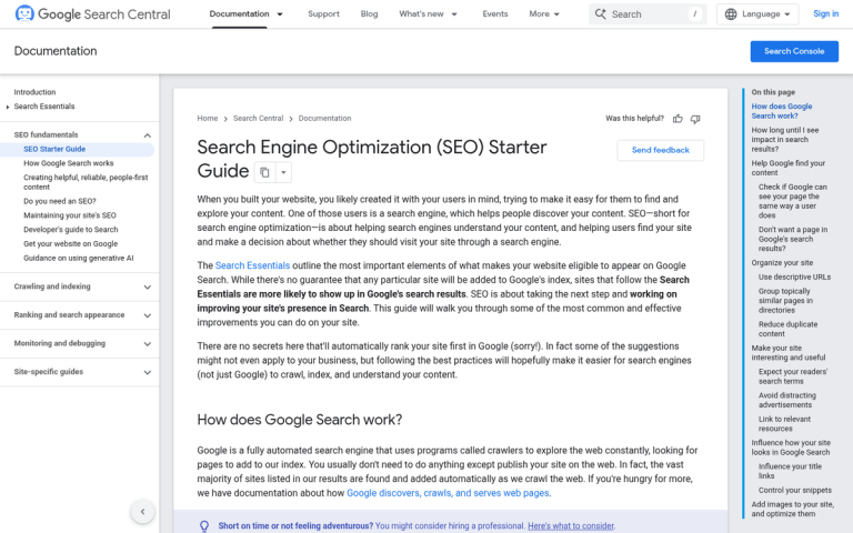 Search engine results page on screen
