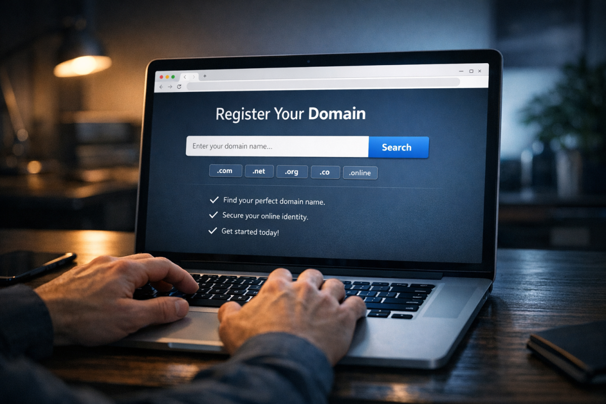 Magnifying glass over high traffic domain names