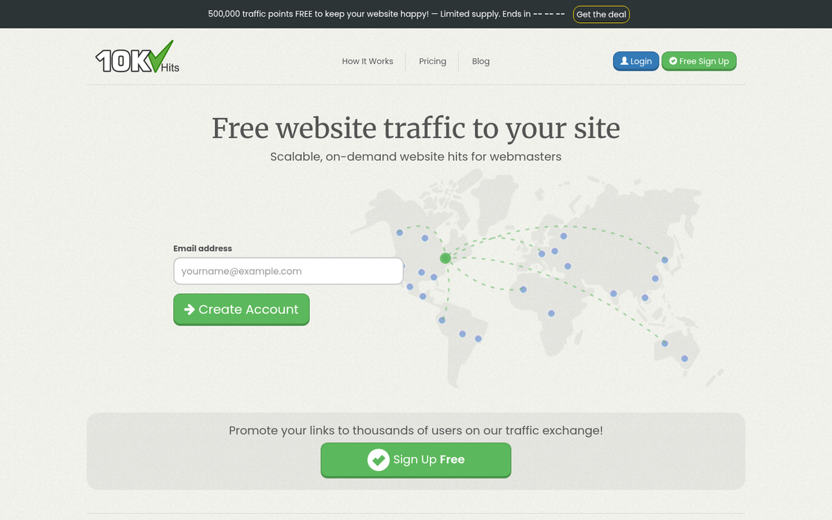10KHits traffic generator website homepage screenshot