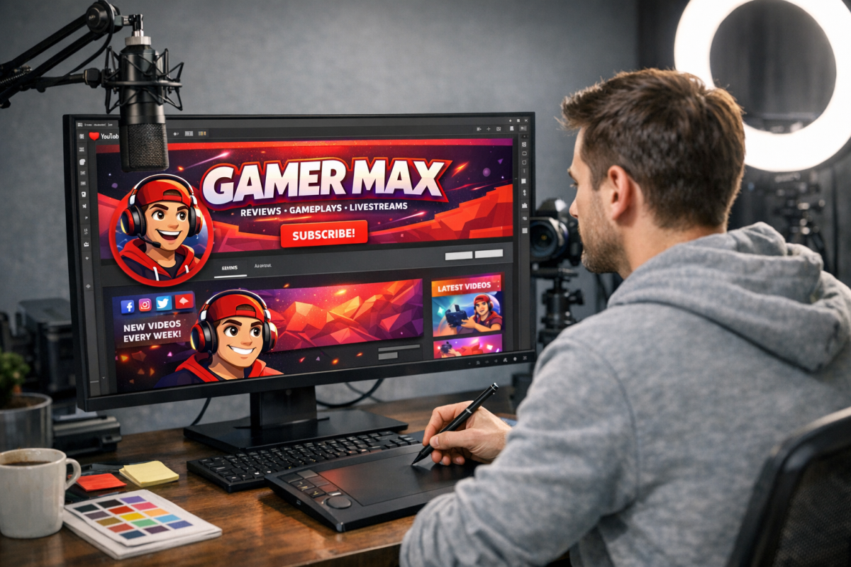 YouTube profile page being filled out