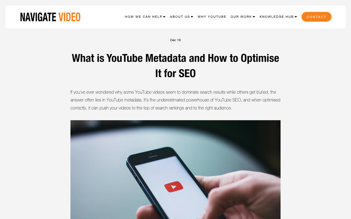 YouTube video metadata optimization settings panel