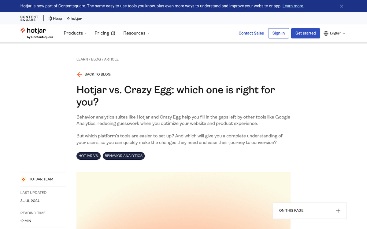 Website heatmap tool gold standard comparison