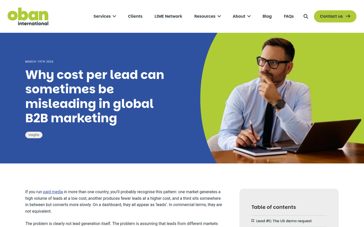 Rising cost per lead graph chart