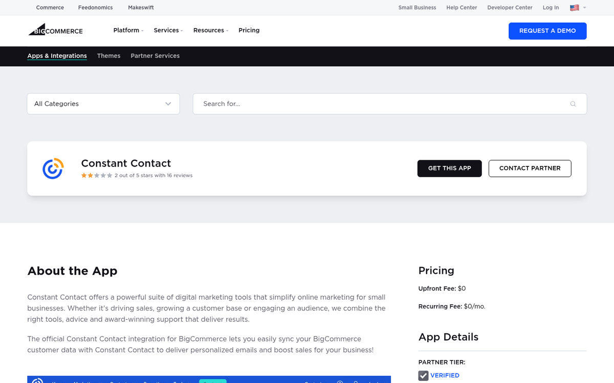 Constant Contact email marketing plugin interface
