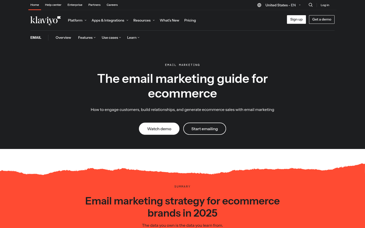 Klaviyo email marketing platform dashboard interface