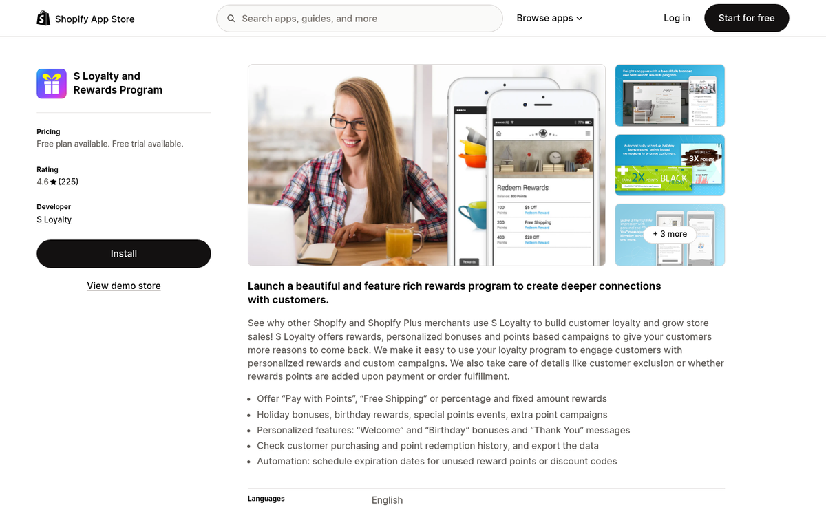S Loyalty BigCommerce plugin dashboard screenshot