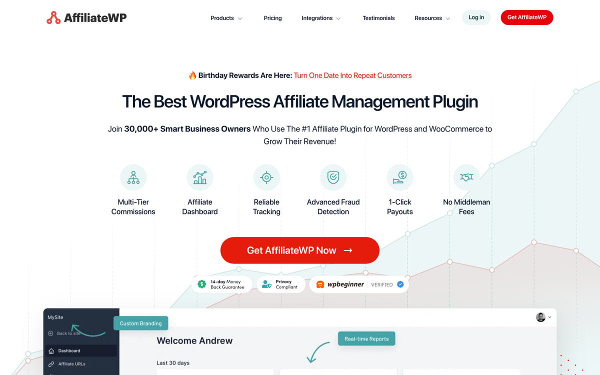 AffiliateWP plugin dashboard screenshot