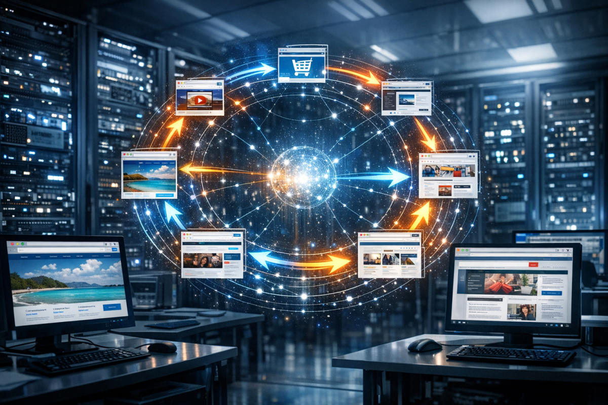 Diagram showing traffic exchange cycle between websites