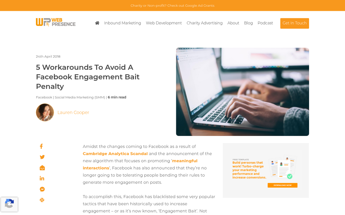 Facebook post encouraging audience engagement