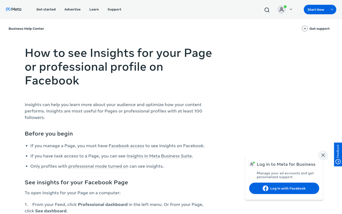 Facebook Insights analytics dashboard data overview