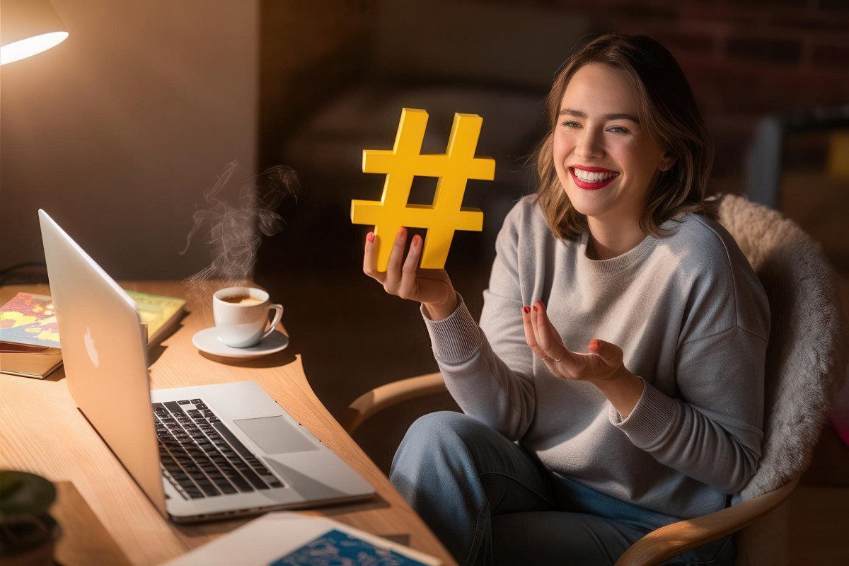 Person using hashtags on social media