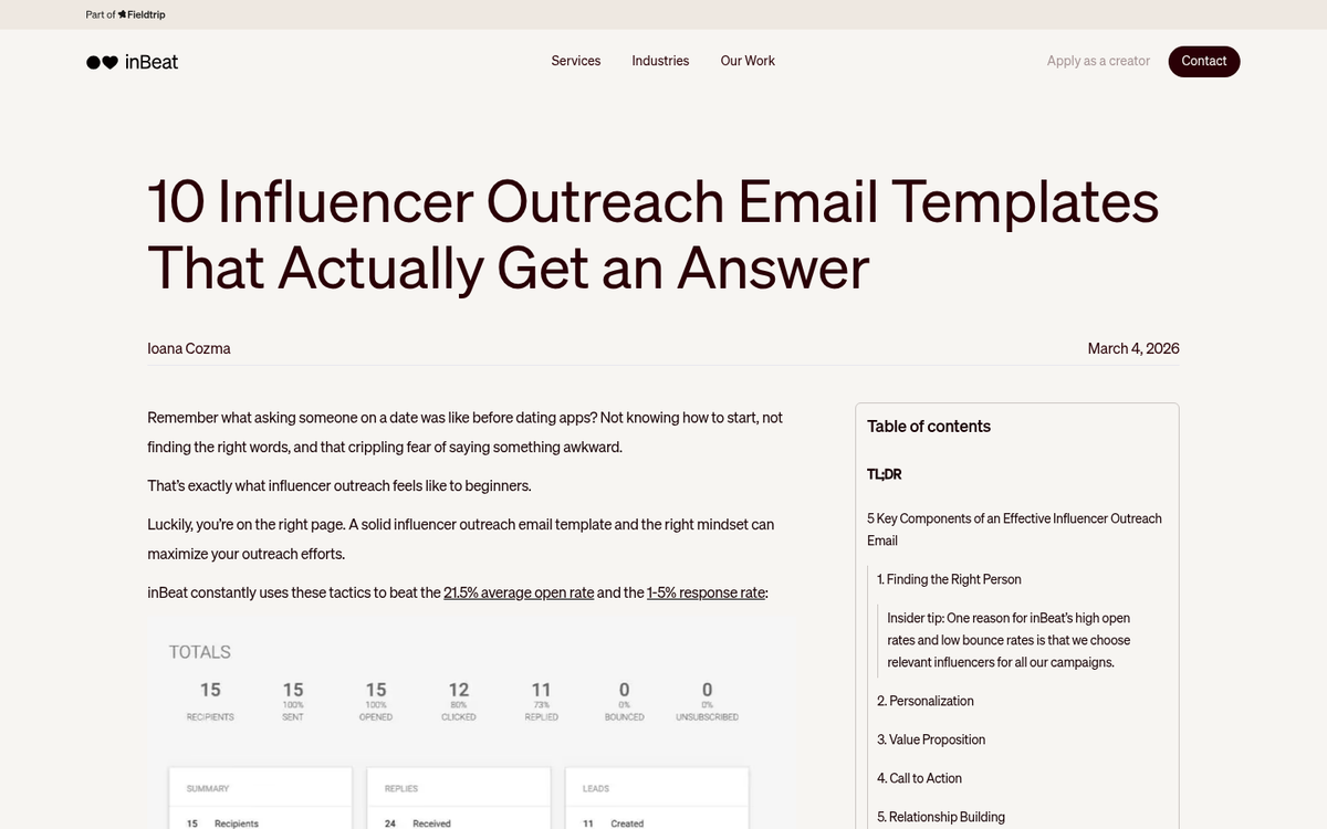 Influencer receiving video link via email