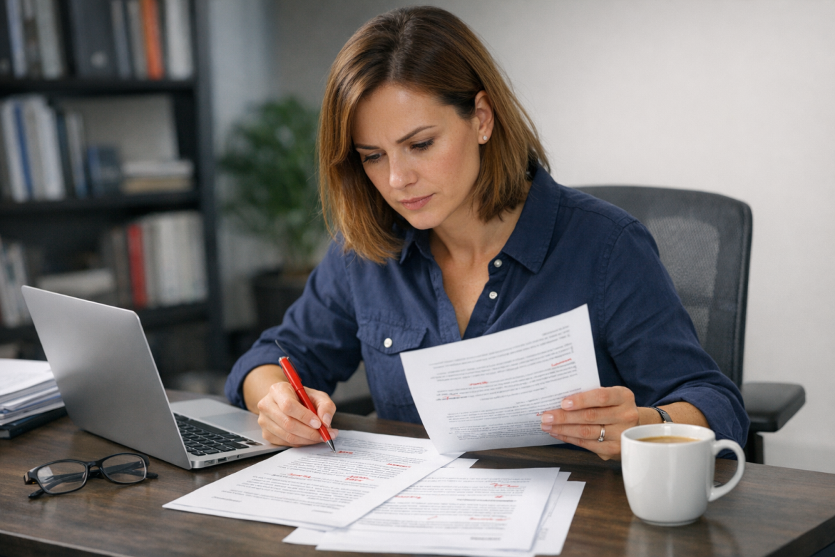 Person reviewing guest blog post submissions