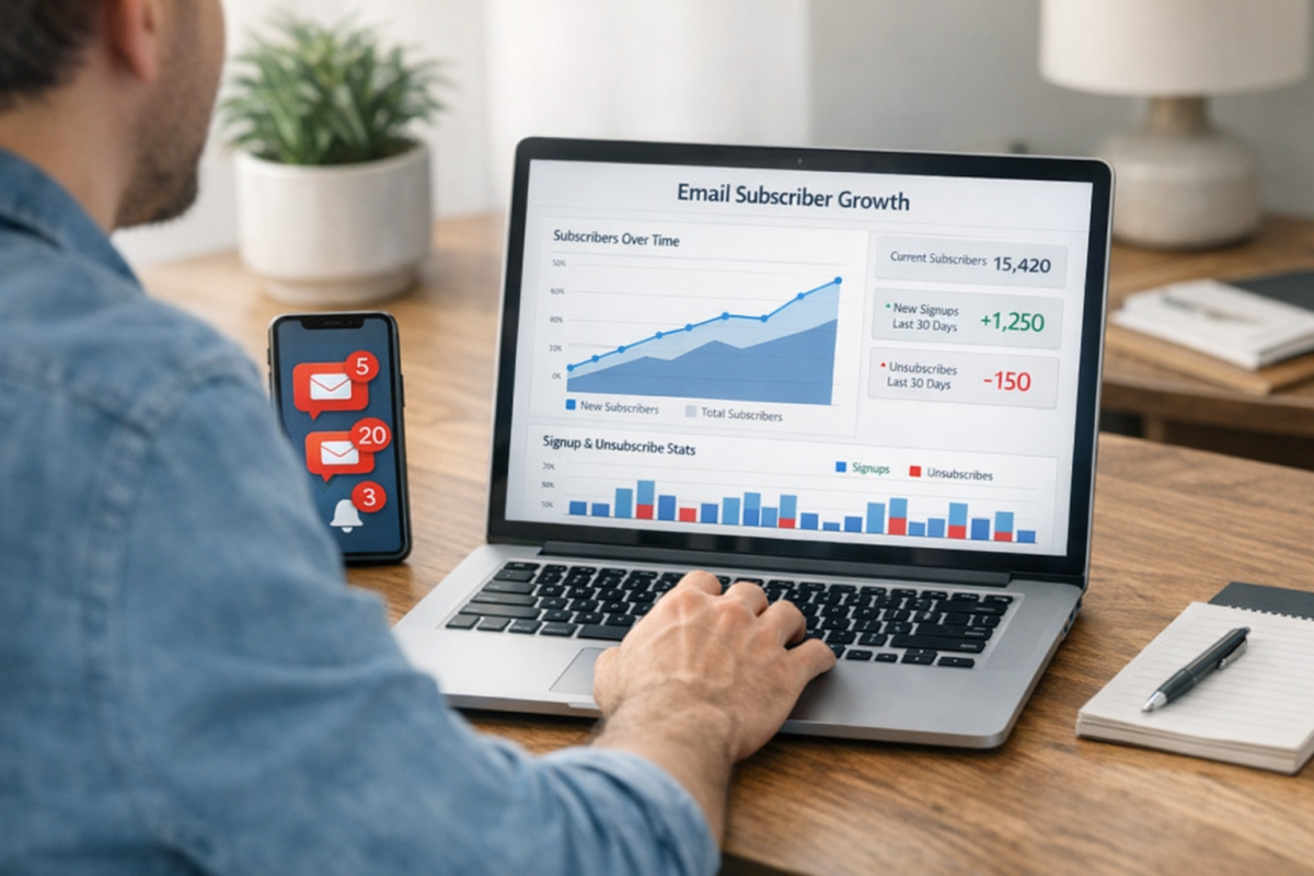 Person reading product review emails online