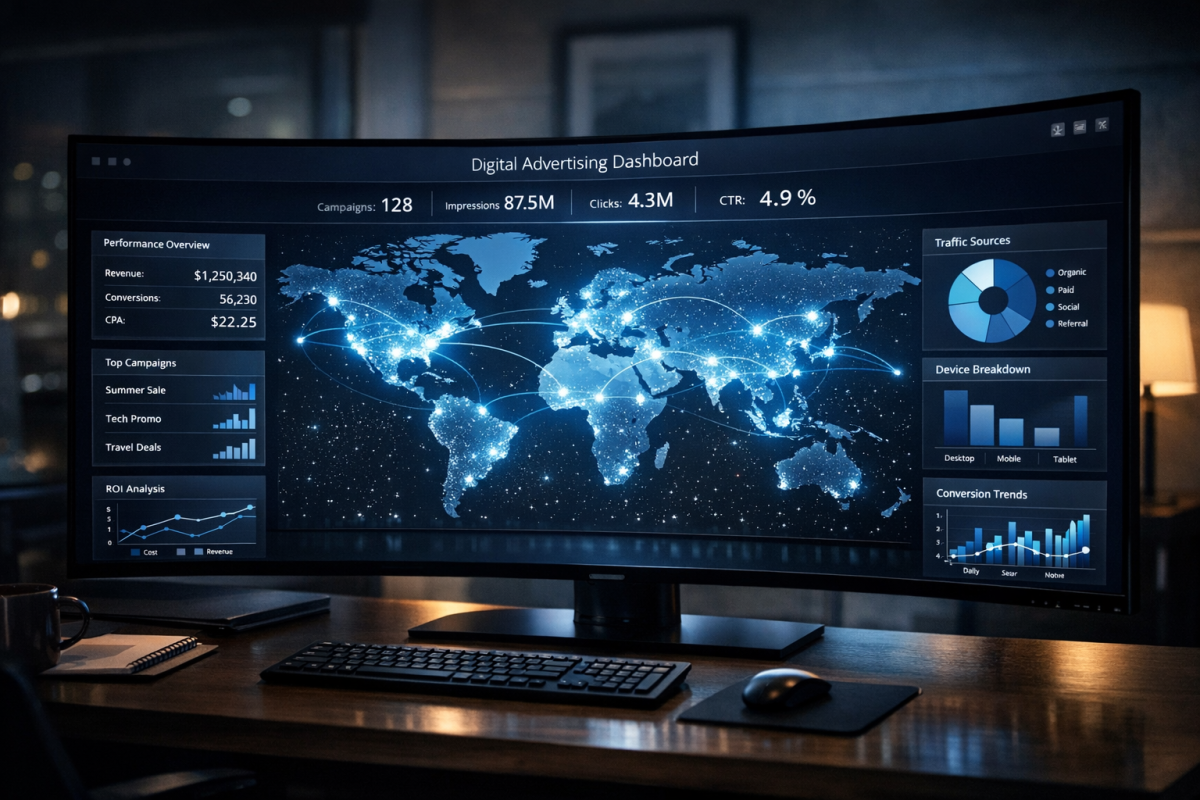 RichAds CPM ad network dashboard interface