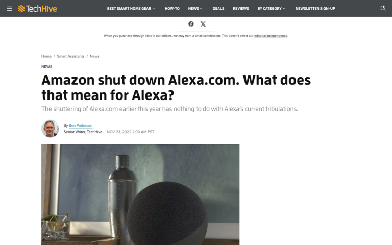 Alexa website shutdown announcement page